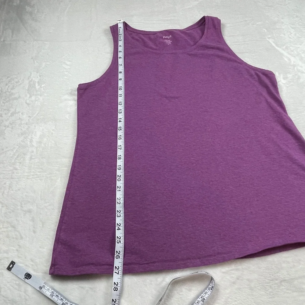 Pure Jill Purple Pima Cotton Jersey Tank Top XL Relaxed Scoop Neck Sleeveless - Picture 4 of 7